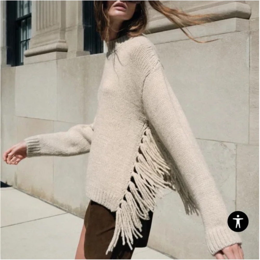 ZARA Fringe Detail Sweater